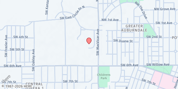 Map showing Let's Help, Incorporated at 245 SW MacVicar Avenue, Topeka, KS