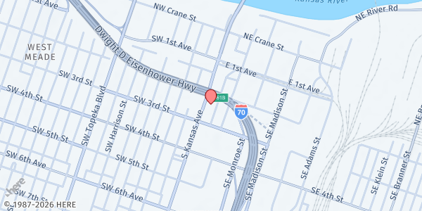 Map showing Let's Help Main Location at 200 S. Kansas Ave., Topeka, KS