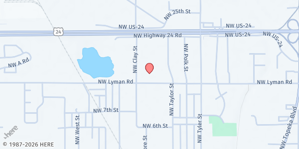 Map showing Logan Elementary- Drive Thru Pantry at 1124 NW. Lyman Rd., Topeka, KS