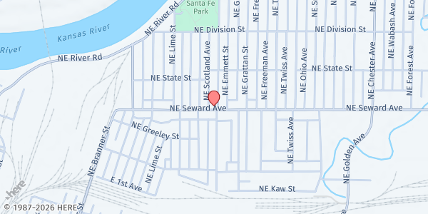 Map showing LULAC Senior Center at 1502 N. Seward Ave., Topeka, KS