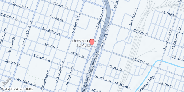 Map showing New Life Baptist Church at Topeka Turnaround Team, Topeka, KS