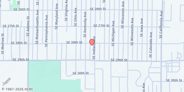 Map showing New Mt. Zion Missionary Baptist Church at 2801 SE Indiana St, Topeka, KS
