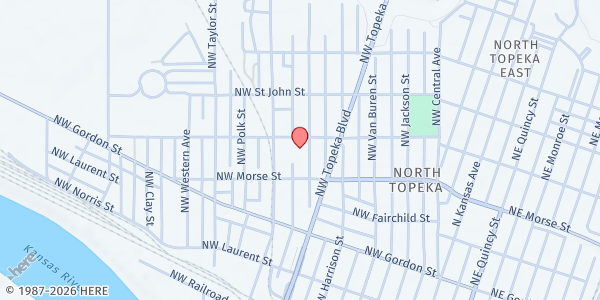 Map showing Randel Ministries at 1231 NW. Eugene St., Topeka, KS
