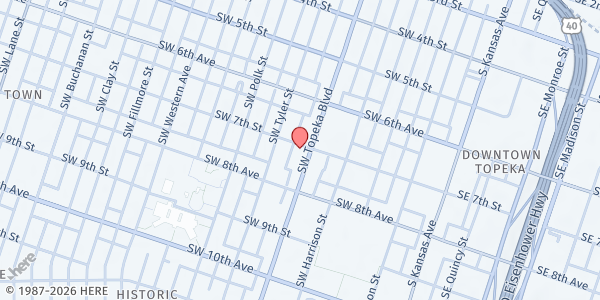 Map showing Saint Johns African Methodist Episcopal Church at 701 SW Topeka Blvd, Topeka, KS