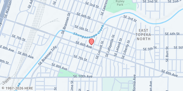 Map showing Salvation Army-Topeka at 1320 SE 6th, Topeka, KS