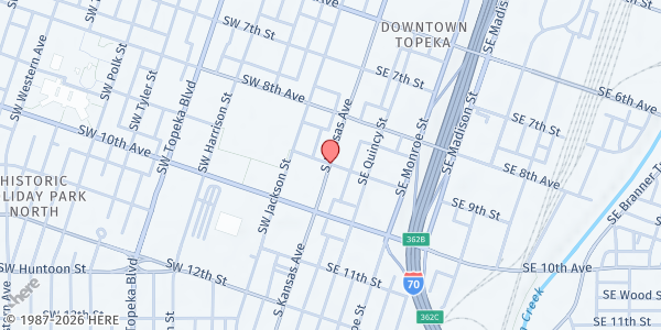 Map showing Southside Filling Station at 455 SE Golf Park Blvd., Topeka, KS
