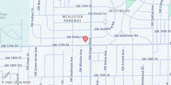 Map showing St. David's Episcopal Church Food Pantry at 3916 SW. 17th St., Topeka, KS