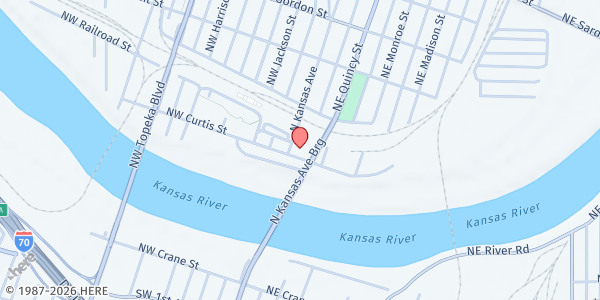 Map showing Topeka Rescue Mission- Main Bldg. at 600 N. Kansas, Topeka, KS