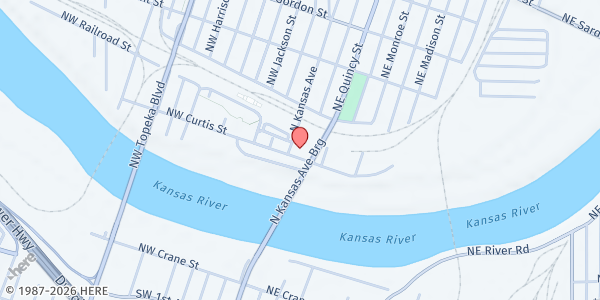 Map showing Topeka Rescue Mission - Main Shelter at 600 N. Kansas, Topeka, KS