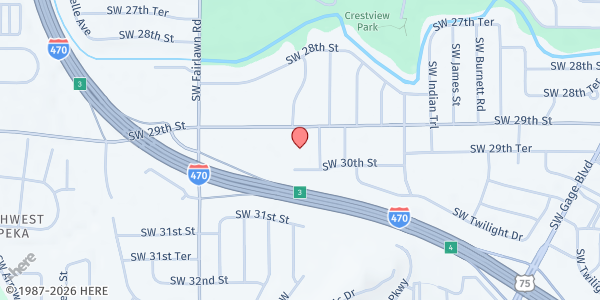 Map showing Town and Country Christian at 4925 SW 29th St, Topeka, KS