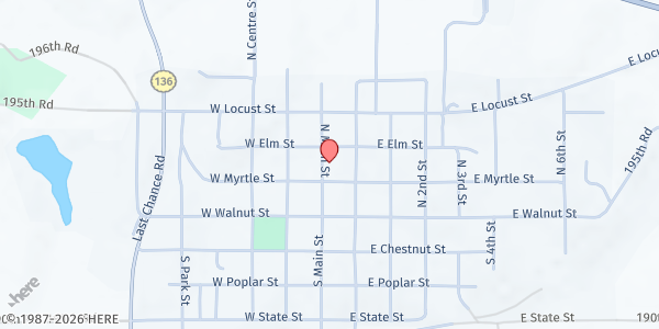 Map showing First Baptist Church at 210 N Main St, Troy, KS
