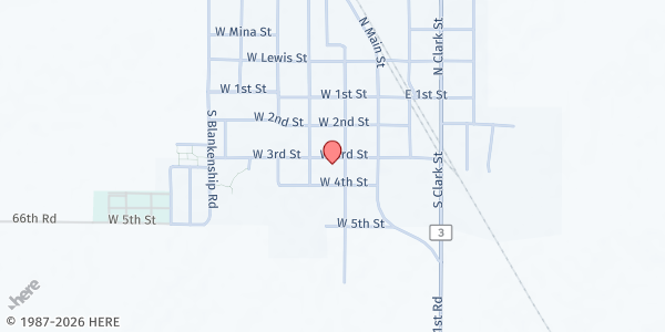 Map showing Udall United Methodist Church at 305 S Church St, Udall, KS