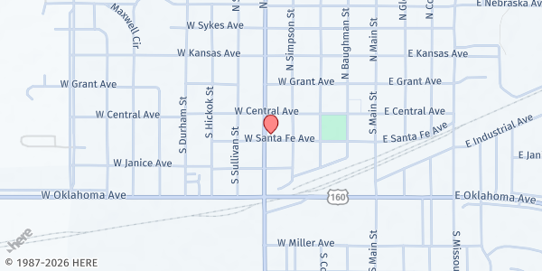 Map showing Gospel Light Baptist Church at 220 S Colorado St, Ulysses, KS