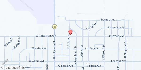 Map showing Grant County Civic Center at 1000 W. Patterson Ave., Ulysses, KS