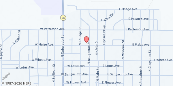 Map showing The Church of Jesus Christ of Latter-day Saints - Ulysses at 210 W Maize Ave, Ulysses, KS