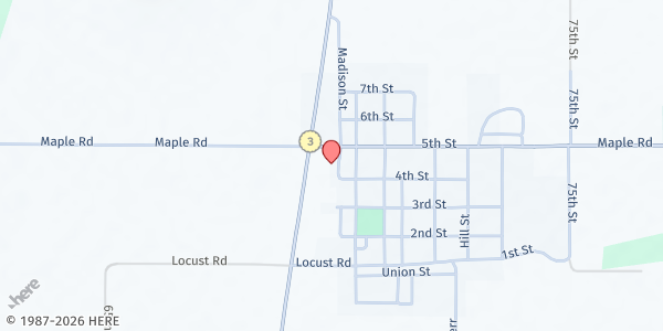 Map showing 1st Missionary Baptist Church Food Pantry at 100 5th St, Uniontown, KS