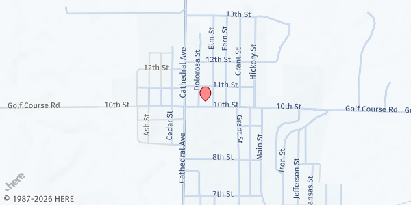 Map showing St. Fidelis Church at 601 10th Street, Victoria, KS