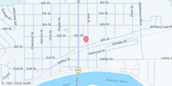 Map showing Community Care Ministry (Wamego) at 407 Ash Street, Wamego, KS