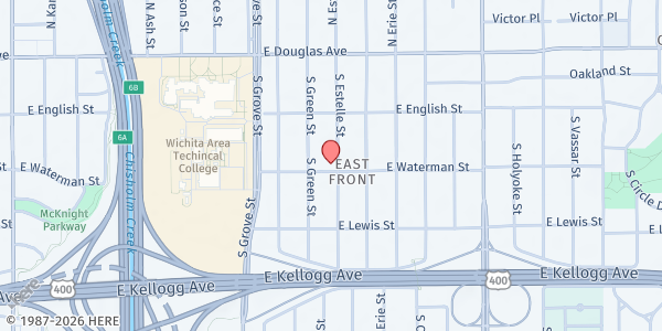 Map showing Antioch Giving Center at 255 S Estelle St, Wichita, KS