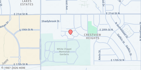 Map showing Cerebral Palsy Research Foundation at 2021 N Old Manor, Wichita, KS