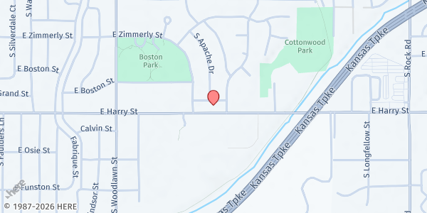 Map showing Faith Chapel Food Pantry at 6808 E. Harry St., Wichita, KS