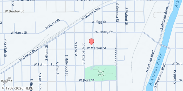 Map showing Innovo Vineyard Church at 1653 S Martinson St, Wichita, KS