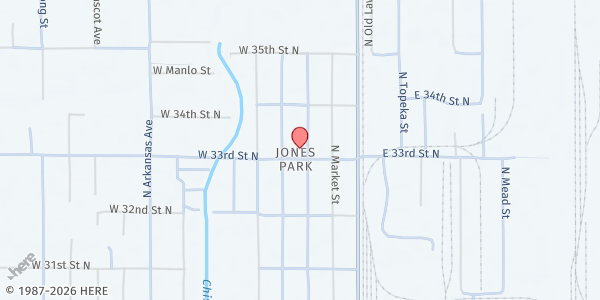 Map showing New Hope Church at 3401 N Park Pl, Wichita, KS