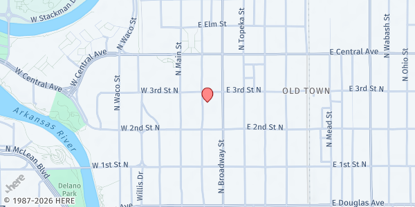 Map showing Salvation Army ICT at 350 North Market Street, Wichita, KS
