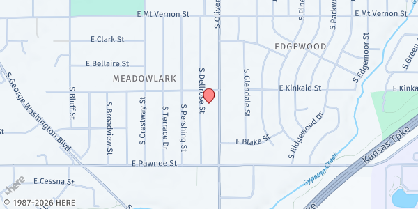 Map showing Sharon Baptist Church at 2221 S. Oliver St., Wichita, KS