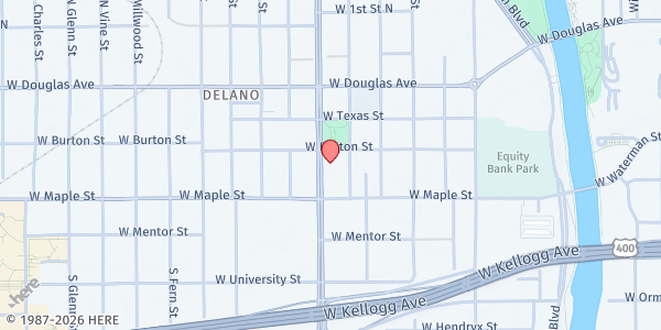 Map showing The District Church at 304 S. Seneca St., Wichita, KS
