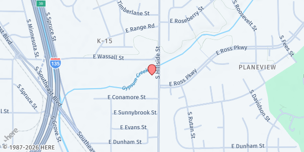 Map showing The Lord's Diner (Wichita Hillsdale) at 2825 S Hillside St, Wichita, KS