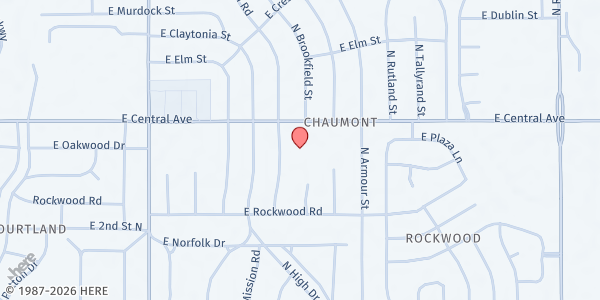 Map showing The Table- Epic Church at 7011 E. Central Ave., Wichita, KS