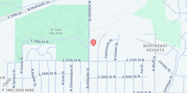 Map showing Union Rescue Mission at 2800 N. Hillside St., Wichita, KS