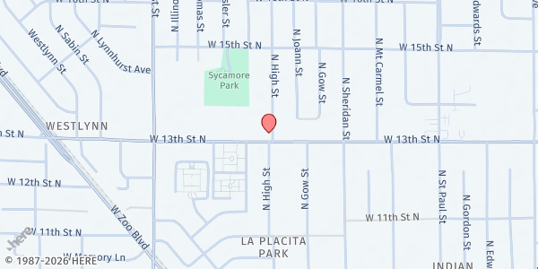 Map showing West Side Good Neighbor Center at 3500 W 13th St N, Wichita, KS