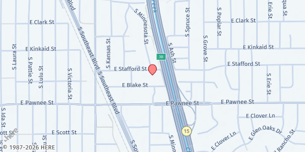 Map showing Word of Life South Produce Pantry at 2020 E. Blake St., Wichita, KS