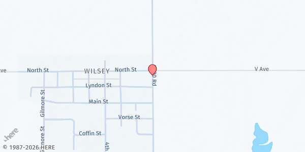 Map showing Wilsey Him Inc. at 209 N. 1st Street, Wilsey, KS