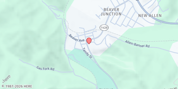 Map showing Jacob's Ladder Food Pantry at 6977 Main St., Allen, KY