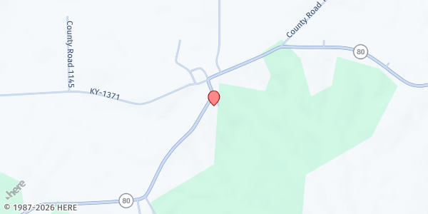 Map showing Milburn United Methodist Church at 6963 KY-80 E, Arlington, KY