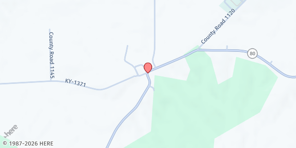 Map showing Milburn United Methodist Church Food Pantry at 6963 KY-80 E, Arlington, KY