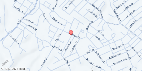 Map showing Clyffeside Pantry at 2244 Beech St., Ashland, KY