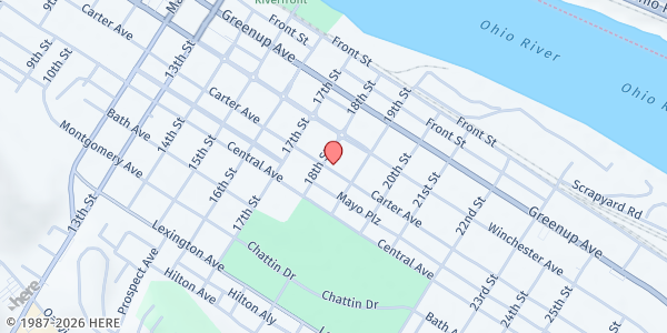 Map showing First United Methodist Church Food Pantry at 1811 Carter Ave., Ashland, KY