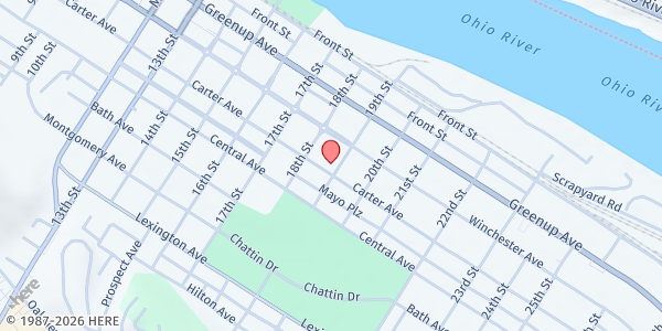 Map showing First United Methodist Church Food Pantry - Food Distribution Center at 1845 Carter Ave, Ashland, KY