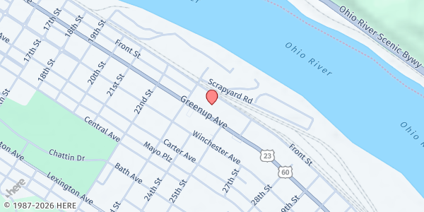 Map showing House of Grace at 2413 Greenup Ave, Ashland, KY