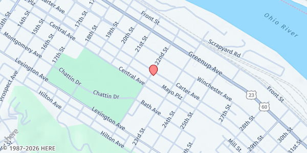 Map showing Salvation Army Emergency Shelter at 2212 Carter Ave, Ashland, KY