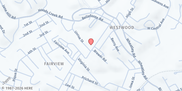 Map showing Westwood Christian Baptist Church at 713 Wheatley Rd, Ashland, KY