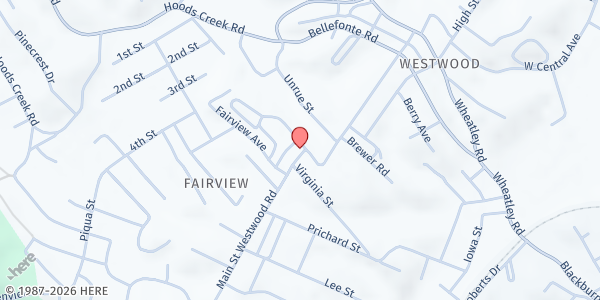 Map showing Westwood Wesleyan Church at 2300 Main St W, Ashland, KY