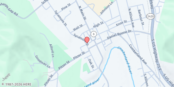 Map showing Christian Life Fellowship at 165 Black St, Barbourville, KY