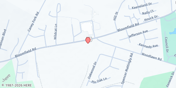 Map showing St. Vincent DePaul-Bread for life at 1065A Bloomfield Road, Bardstown, KY