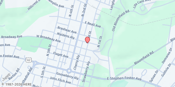 Map showing St. Vincent Fabulous Finds (Svdp Bardstown) at 310 N 2nd St, Bardstown, KY