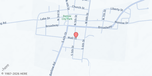 Map showing Barlow United Methodist Church at 198 S 5th St, Barlow, KY
